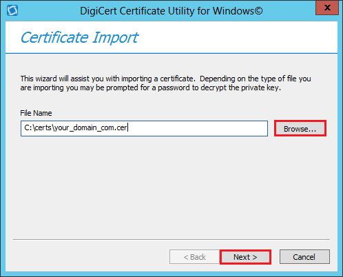 Import Certificate