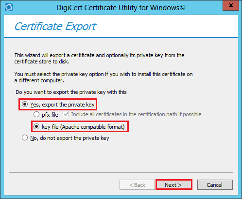 Apache Key File Export