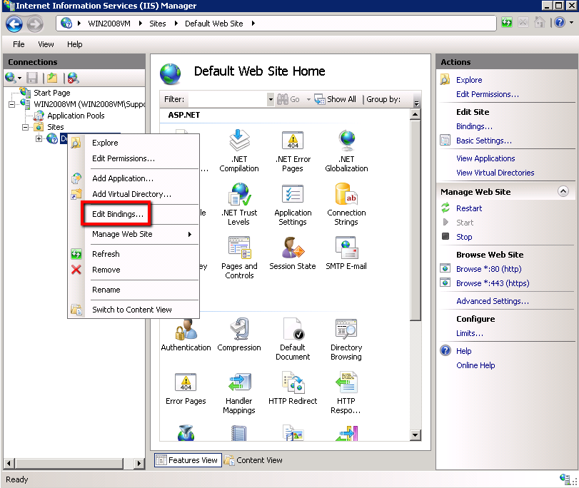 IIS 7 Host Headers Edit Site 1 Bindings