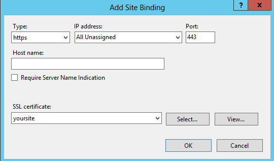 Add Site Bindings
