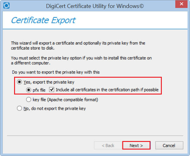 PFX File Export