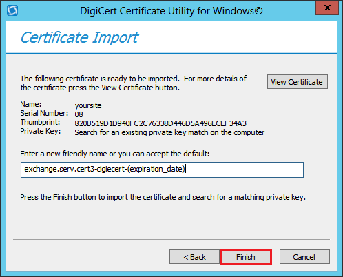 Certificate Import wizard