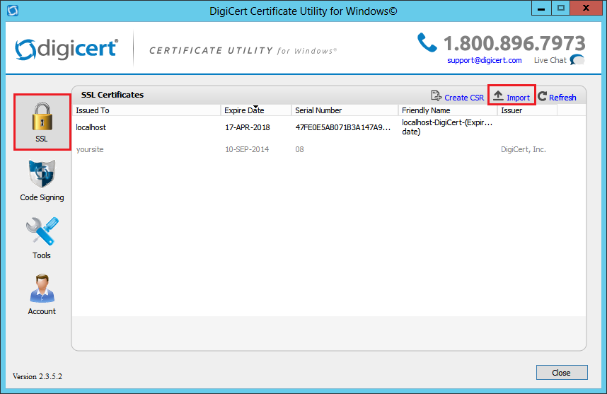 Import an SSL Certificate